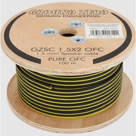 GZSC 1.5X2 OFC Rola cablu 100m Ground Zero pentru difuzoare, 2×1.5mm²